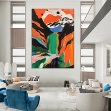 Load image into Gallery viewer, “Color - Drenched Mountain Waterfall” – Vivid Landscape Painting with Free - flowing Colors DTP105