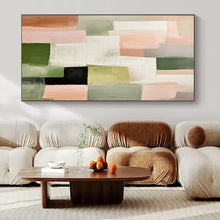 Load image into Gallery viewer, Large - Scale Hand - painted Pastel Geometric Blocks Acrylic Art for Soft - Toned Living Rooms LargeART0174