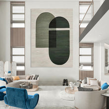 Load image into Gallery viewer, “Modern Green Geometric Forms” - Green, Grey Abstract Art on Canvas DKH1131