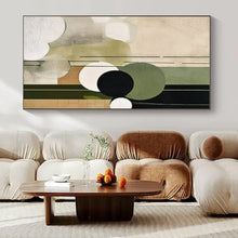 Load image into Gallery viewer, Geometric Green & Black Abstract Canvas Painting 2, Great for Contemporary Bedroom & Art - Filled Office LargeART1277