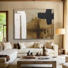 Load image into Gallery viewer, Hand - painted Brown & Black Abstract Acrylic Art for Minimalist Study Rooms LargeART1675