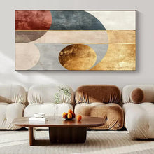 Load image into Gallery viewer, Geometric Gold & Earth - Tone Abstract 2 Canvas Painting, Great for Minimalist Dining Room & Art - Centric Hotel Lobby LargeART1247