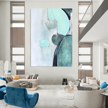 Load image into Gallery viewer, Soft Shapes in Green & Red – Minimalist Abstract with Delicate Lines DTP250