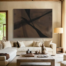 Load image into Gallery viewer, Brown and Black Abstract Shapes for Rustic Study & Earthy Living Room DKH143