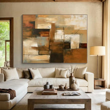 Load image into Gallery viewer, Earthy Toned Abstract Blocks Acrylic Art - Great for Rustic - style Kitchen & Mid - century Modern Lounge LargeART0600