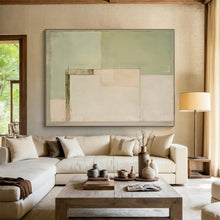 Load image into Gallery viewer, Large - Scale Soft Green - Beige Abstract Art for Coastal Home & Wellness Spa LargeART0398