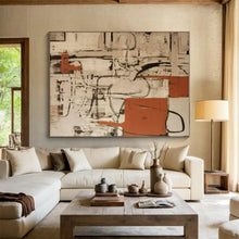 Load image into Gallery viewer, Orange - Black - White Abstraction for Industrial - Style Café & Art Studio LargeART0835