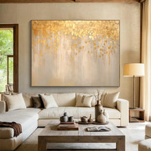 Load image into Gallery viewer, Gold & Grey Abstract Drip - Luxe Living Room Art LargeART1535