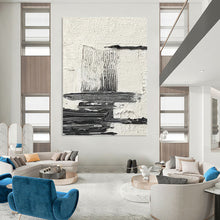 Load image into Gallery viewer, “Layered Geometry” – Thin black and gray strokes, stacked forms on textured white DTP388