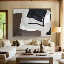 Load image into Gallery viewer, Black - White - Brown Geometric Acrylic Art - Perfect for Minimalist Study & Monochrome Hallway LargeART0557