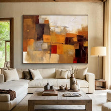 Load image into Gallery viewer, Warm Toned Abstract Blocks - Cozy Living Room Art LargeART1505