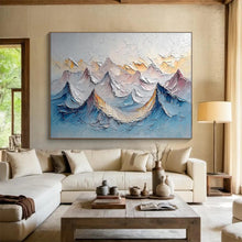 Load image into Gallery viewer, 3D Mountains “Pastel Peaks” Painting on Canvas, Serene Landscape Art DKH902