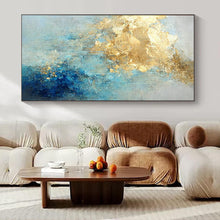 Load image into Gallery viewer, Gold - Blue Ethereal Swirl Acrylic Art, Ideal for Bedroom & Luxury Spa LargeART1025