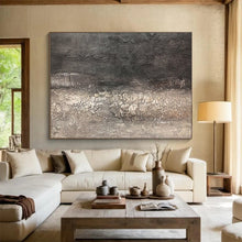Load image into Gallery viewer, Hand - Painted Dark Gray Textured Abstract Acrylic Art for Modern - Style Study Wall Decoration LargeART1629