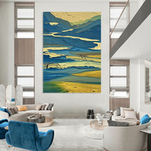 Load image into Gallery viewer, “Layered Blue Mountains” Abstract Landscape Painting on Canvas, Vibrant Decor DKH963