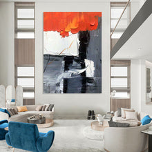 Load image into Gallery viewer, “Crimson Clash: Monochrome Drama” Abstract Painting on Canvas, Modern Office Accent DKH1058