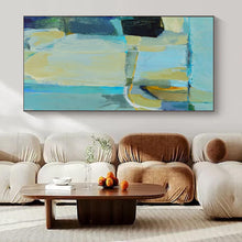 Load image into Gallery viewer, Blue & Yellow Abstract Canvas Painting, Ideal for Coastal Home Office & Bright Modern Kitchen LargeART1308
