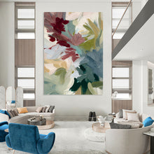 Load image into Gallery viewer, “Soft Pastel Floral Abstraction” - Blush, Green, Blue Flower Art on Canvas DKH1351