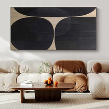 Load image into Gallery viewer, Black & Beige Circular Abstract Painting, Ideal for Modern Office & Minimalist Living Room LargeART1474