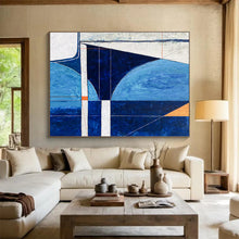Load image into Gallery viewer, Geometric Blue - Toned Abstract Painting on Canvas DKH540