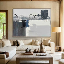 Load image into Gallery viewer, Oversized Gray - Blue Abstract Art for Minimalist Bedroom & Contemporary Study LargeART0491