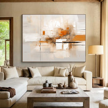 Load image into Gallery viewer, Neutral and Orange Geometric Abstraction Abstract acrylic painting DLZ097