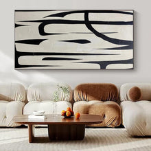 Load image into Gallery viewer, Bold Black - White Abstract Forms Abstract Canvas Painting, Perfect for Minimalist Gallery & Chic Office Reception LargeART1133