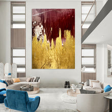Load image into Gallery viewer, “Red and Gold Abstract Landscape” - Red, Gold Abstract Art on Canvas DKH1336