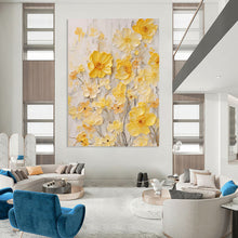 Load image into Gallery viewer, “Buttercup Breeze” – Delicate Floral Relief Painting with Yellow Tones DTP289