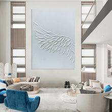 Load image into Gallery viewer, “White Textured Wing” - Minimalist Sculptural Art on Canvas DKH1485