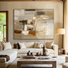 Load image into Gallery viewer, Neutral Toned Abstract Blocks Acrylic Art - Great for Minimalist Home Office & Rustic - style Library LargeART0610