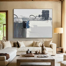 Load image into Gallery viewer, Large Gray - Blue - White Layers Art - Great for Coastal Home Office & Relaxing Café LargeART0790