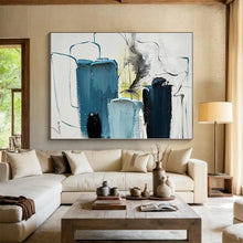 Load image into Gallery viewer, Large - Scale Blue Abstract Art for Modern Living Room & Coastal Office LargeART0484