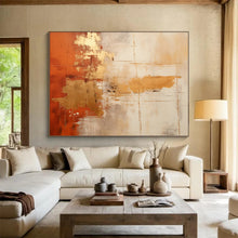 Load image into Gallery viewer, Orange, Gold, and White Abstract Fusion Abstract acrylic painting DLZ094