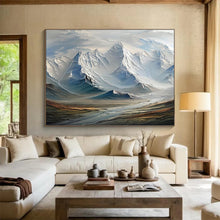 Load image into Gallery viewer, Textured Snowy Mountain Abstract Painting DKH470