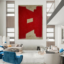 Load image into Gallery viewer, “Red Geometric Form” - Bold Red Abstract Shape Art, Abstract Painting on Canvas DKH1076