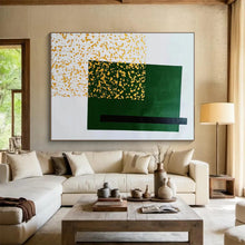 Load image into Gallery viewer, Oversized Green - Yellow Geometric Abstract Art for Garden Room & Modern Café LargeART0463