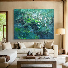 Load image into Gallery viewer, Custom Large Teal - Green Textured Splash – Ideal for Coastal Villa Living Room & Spa Relaxation Area LargeART0717