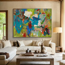 Load image into Gallery viewer, Hand - painted Colorful Abstract Collage Acrylic Art for Bohemian - Chic Living Rooms LargeART1677