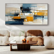 Load image into Gallery viewer, Blue & Yellow Abstract Painting, Suited for Urban Loft & Creative Workplace LargeART1452