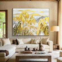 Load image into Gallery viewer, Golden Mountain Landscape - Traditional Living Room Art LargeART1556