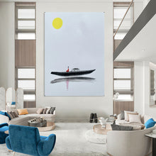 Load image into Gallery viewer, Minimalist Abstract Painting, Black & Yellow, Boat Scene for Living Room & Study LargeART2163