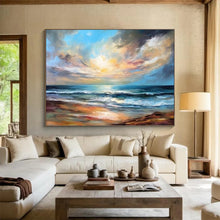 Load image into Gallery viewer, Vibrant Seaside Sunset - Idyllic Living Room or Bedroom Art LargeART1511