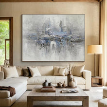 Load image into Gallery viewer, Gray - Blue Abstract Lake Painting On Canvas DKH349