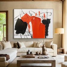 Load image into Gallery viewer, Large - Format Red - Black Abstract Art for Bold Home Office & Dramatic Living Room LargeART0513