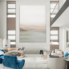 Load image into Gallery viewer, Light Pink & Green Abstract Watercolor Painting, Ideal for Soft - Toned Bedroom & Calming Yoga Studio LargeART2063