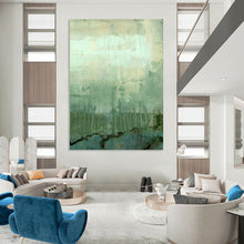 Load image into Gallery viewer, “Subtle Green Layers” Abstract Landscape - Inspired Painting on Canvas, Serene Decor DKH952