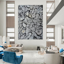 Load image into Gallery viewer, “Black and White Abstract Doodles” - Expressive Line Art on Canvas DKH1591