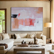 Load image into Gallery viewer, Oversized Hand - painted Soft Pink and Coral Abstraction Acrylic Art for Feminine - Inspired Boudoirs LargeART0221