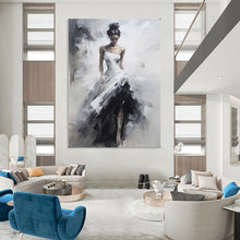 Load image into Gallery viewer, Black & White Figurative Abstract Painting, Ideal for Elegant Bedroom & Art - Themed Lounge LargeART2133